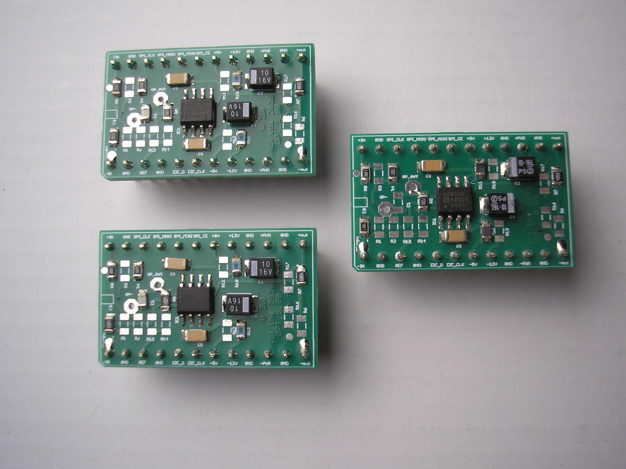 Three analog::blocks OpAmp Modules for different analog signal conditioning applications