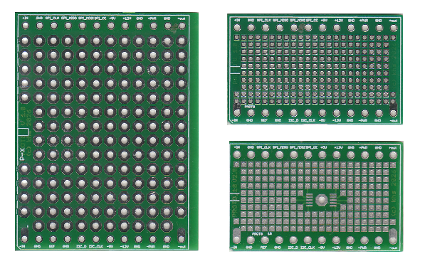 analog::blocks Universal Prototype Boards showing one large 100 mil board and two smaller 50 mil boards